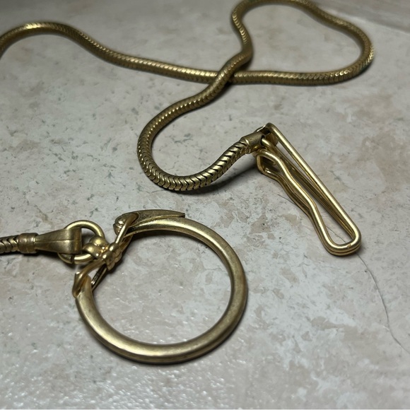 Vintage Art Deco Gold Tone Pocket Watch Chain 16” - Picture 2 of 4